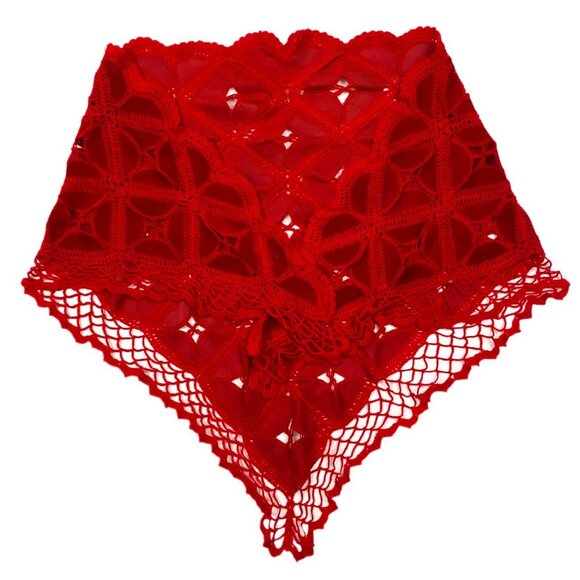 Crochet and leather shawl - Picture 2 of 4